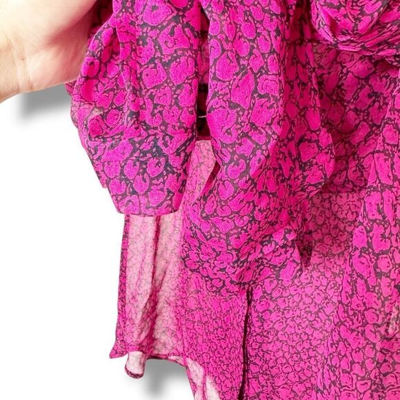 Diane Von Furstenberg Printed Button-Up Blouse Top in Purple Silk Women’s Size 8 - Picture 4 of 9